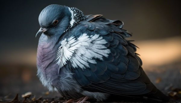 Pigeons Puffed Up Feathers