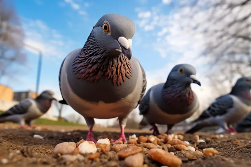 Pigeons do not Feed Fruit pits and apple seeds