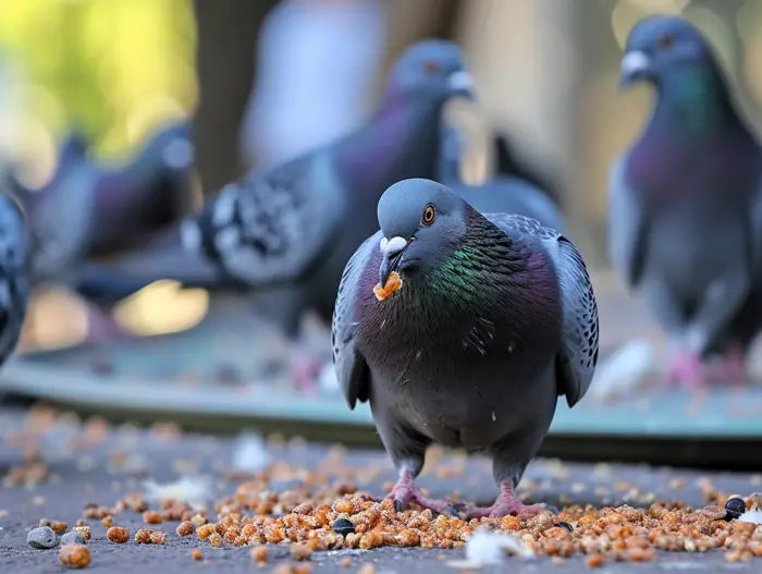 Pigeon Foraging for Food