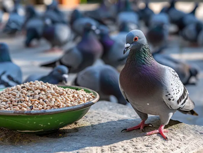 Captions for Pigeons with Food