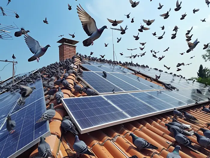 Methods of pigeon proofing solar panels