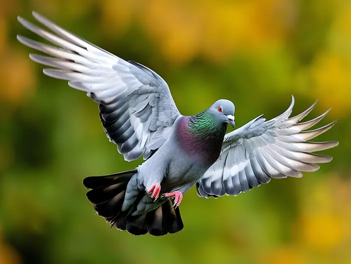 Remarkable Maneuvers of Pigeons in Flight